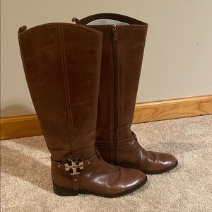 Tory Burch Aaden Brown Leather Riding Boots
